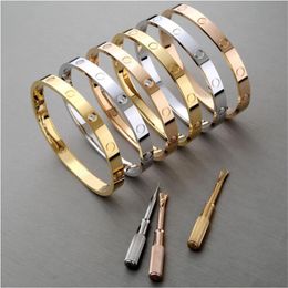 love bangle women men bracelet designer Jewellery stainless steel jewellery diamonds screwdriver screw charm cuff wedding gift silve310l