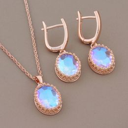 Wedding Jewelry Sets Trend Luxury Quality Design Earring And Pendant for Women 585 Rose Gold Color Drop Earrings 230909
