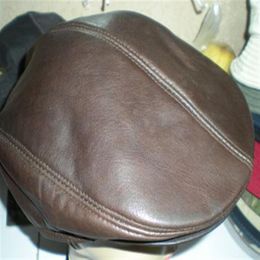 Newsboy Beret Real Leather Style Flat Cap Hat DEC Cabbie Gatsby #2269228S