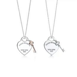 Fashion luxury necklace pendant stainless steel heart shaped key pendant necklace original 925 silver love necklace pendant female2682