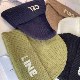 Beanie/Skull Caps Skull Caps For Women Casual Windproof Wool Warm Fashion Knitted Hat Designer Letter CE Solid Christmas Hats Q230909