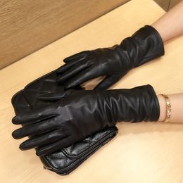Five Fingers Glove 's 28cm Straight edition Girl keep warm Winter Genuine Leather Pure Sheepskin Glove Color Comfortable Medium Wrist 230909