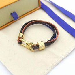 Designer Leather Bracelet For Mens Womens Brand Luxury Jewelry Gold Bracelets Pendant Lock Female High-end Elegant Fashion Bangle 242u