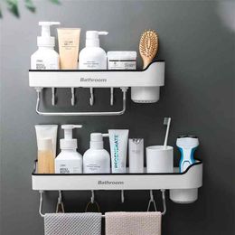 ONEUP Corner Bathroom Shelf Wall Mounted Shampoo Shower Shelves Holder Storage Rack Organiser Towel Bar Accessories 210423260i