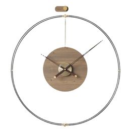 Nordic Luxury Wall Clock Modern Design Silent Large Clocks Home Decor Creative Wood Metal Watch Living Room Decoration 211130259I