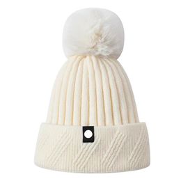 LU02 Label Knitted Beanies Hat Winter Solid Colour Bonnet Beanies Hats Keep Warm320t