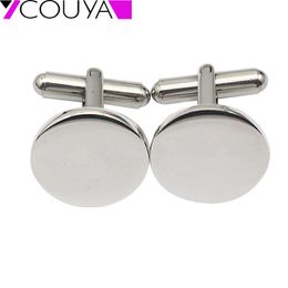 Cuff Links 316L stainless steel fashion round cuff links blank for man 230909