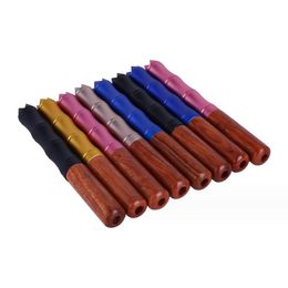 Latest Wood Aluminium Alloy Bamboo Joint Pipe Tooth bats one hitter Snuff Snorter Metal Smoking Accessories Philtre Tips Dispenser Straw Sniffer