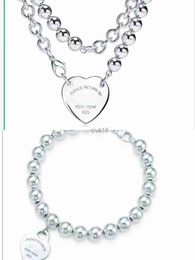 Pendant Necklaces 925 silver necklace Ball chain mens jewelry heart pendant necklace set ring fashion jewlery designer gold chain womens couple 18K bracelets Weddi