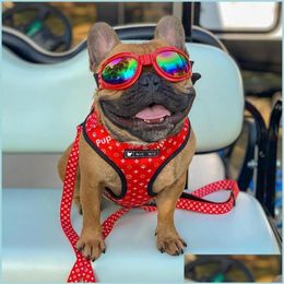 Dog Collars Leashes Dog Harness And Leashes Set Red Paw Print Printed Harnesses Breathable Mesh Padded Puppy Vest Collar For Small334Q