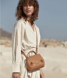 Tonca Texture Double Shoulder Bag Camel Numero un nano ma cyme Handbag Women's Crossbody Bag Women's Handbag Leather Bag Luxury Underarm Shoulder Bag