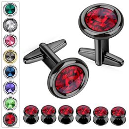 Cuff Links HAWSON High Quality Crystal Cufflinks for Men tuxedo studs and cufflinks set Men's Weddings Party Jewellery Accessories 230908