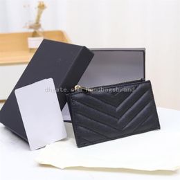 Fashion y letter ladies card holder caviar zipper pures with card holder luxury designer wallet leather business credit card holde224F