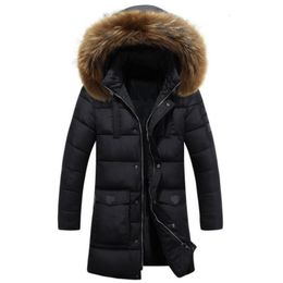 Men's Fur Faux Fur Winter Jackets Men Fur Collar Oversized Long Parkas Men's Overcoats Thick Puffy Side Zipper Casual Hooded Jackets Coats 230908