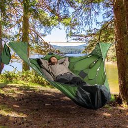 Camp Furniture Outdoor Flat Sleep Hammock Tent Suspension Kit Camping Cot With Rain &Bug Net238g