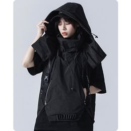 Men's Vests vest series hiphop tactical hooded jacket couples sleeveless 230909