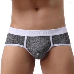 Underpants Longjiang Wide Waistband Men Briefs Ultra Soft Underwear Patchwork U Convex Mid Waist Panties For Inside Wear254F