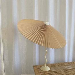 Pleated Umbrella Table Lamp Ins Swing Wrought Iron Master Bedroom Living Room Bedside Lamp E14 Lamp for Bedroom H220423262P