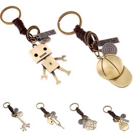 Update Baseball Cap Key Ring Movable Robot Giraffe Owl Heart Keychain Holders Bag Hangs Fashion Jewelry