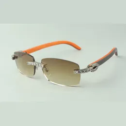 Designer XL diamond wooden sunglasses 3524026 with orange wooden legs glasses Direct sales size:56-18-135mm