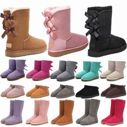 designer boots australia slippers tasman womens platform winter booties girl classic snow boot ankle short bow mini fur black chestnut pink Bowtie sho V8kx#