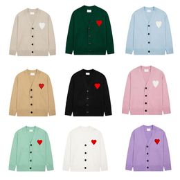 2022 new Amies love embroidery cardigan V-neck sweater men and women loose all-match lazy wind wool knitted jacket size s-xl219H