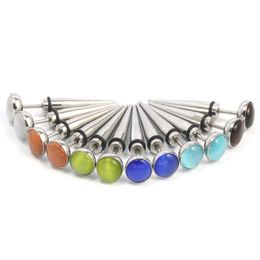Update Punctured Punk Stainless Steel Stud Earrings Opal Bullet Studs Ear Rings Women Mens Fashion Jewellery Gift