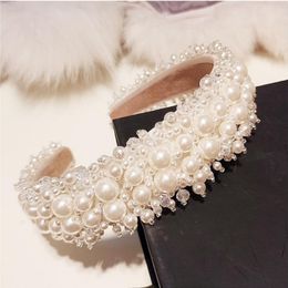 Luxury Bridal Headpieces with Pearl Baroque Crown Hairbands for Bride Wedding Party Hair Accessories Headband Wedding Tiara Headwe224n