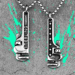 Chains Pipe Wrench Tools Stainless Steel Men Necklaces Pendants Chain Trendy Punk For Boyfriend Male Jewellery Creativity Gift Whole331W