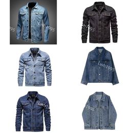 Novo 2023 algodão denim jaqueta masculina casual cor sólida lapela único breasted jeans jaqueta masculina outono fino ajuste qualidade jaquetas masculinas