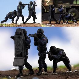 Dolls 3pcs 1 72 Russian Security Rapid Response Team 3 Soldiers Figures Model with Car Toy DIY Scene Doll Ornament 230909