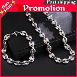 Chains Hop Width 11mm Stainless Steel Gold Coffee Beans Link Chain Necklace Necklaces 316l For Men Jewelry261S