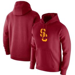 USC Trojans Heathered Grey Vintage Logo Club Fleece Pullover Hoodie UConn Huskies Sweatshirt DDD211u