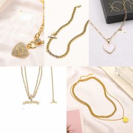 Designer Pendants Necklaces 14k Sier Gold Plated Stainless Steel Letter Choker Pendant Necklace Beads Chain Fashion Jewellery Accessories Gift