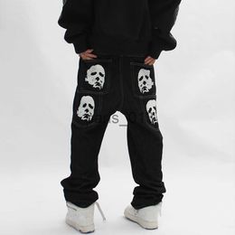 Men's Jeans Men's Jeans Michael Myers Baggy Man Trendyol Men Skeleton Pants Y2k Print Hip Hop Oversize Vintage Streetwear Wide Leg Width x0911