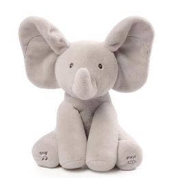 Plush Dolls Hide And Seek Elephant Baby Animal Plush Toy Ears Move Electric Music Toy Play Games Talking Singing Dolls for Toddler238v