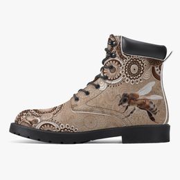 DIY Classic Martin Boots Customised pattern Unisex Fashion cool brown Versatile Elevated Casual Boots 36-48 15968