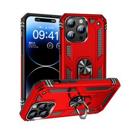 Defender Shockproof Phone Cases FOR IPhone 15Promax Protective Back Cover Apple 15 Plus 14 13 12 Anti-drop Magnetic Ring Holder Case Armour Metallic Lock Retail Box