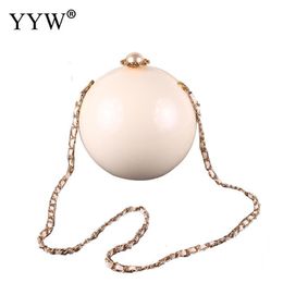 Evening Bags ABS Round Ball Shoulder Bag Famous Brand Clutch Women Fashion Chain Crossbody Bag's Acrylic White Purse 230908