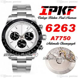 Paul Newman BLAKEN A7750 Automatic Chronograph Mens Watch IPKF 6263 Vintage Silver Black Sigma Dial Stick Oystersteel Bracelet ETA2141