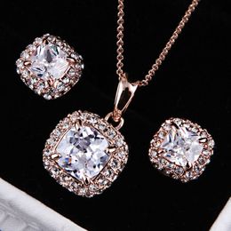 Wedding Jewellery Sets ZHOUYANG Top Quality ZYS008 Rose Gold Colour Elegant Necklace Earrings Set Made with Austrian Crystals 230909