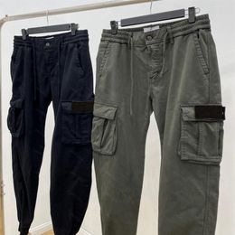 22SS Spring STONE Men Cotton Pants Basic Compass Badge Embroidered ISLAND Tooling Pocket Trousers Sport Wear Casual Pants 716 252562