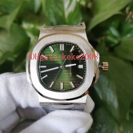 PPF 5711 1A-014 5711 40mm waterproof Wristwatches men watches Stainless Steel 904L Green Dial CAL 324 S C Movement Transparent Aut242z