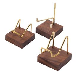 Hooks & Rails Metal Arm Wooden Base Display Stand Easel For Gemstone Mineral Home Decor Minerals Fossils Rocks Geode Stands315W