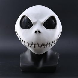 New The Nightmare Before Christmas Jack Skellington White Latex Mask Movie Cosplay Props Halloween Party Mischievous Horror Mask T256Y