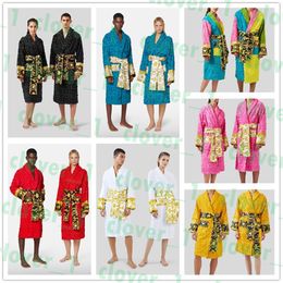 7 Colours 100% Cotton Classic Men Women Sleepwear Home Robes Unisex el Luxurys Bathrobe High Quality Pyjamas Long Sleeve Designe285n