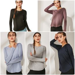 LU-WT188 Women Yoga Shirt Girls Shrits Running Long Sleeve Ladies Casual Outfits Adult Sportswear Exercise Fitness Wear Shirt301l