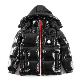 Colourful Placket Double Zippers Mens Down Jacket Chest Pocket Badge Hooded puffer jacket Detachable Hat coat Winter down jackets S283d