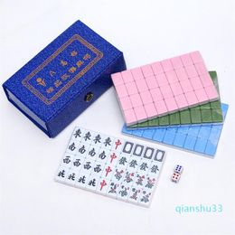 Whole-Travel Mini Mahjong 24mm Portable Mini Chinese Mahjong Set Travel Traditional Indoor Game Can play Janpanese Mahjong290Q