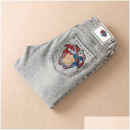 Mens Jeans Oversized Vers Designer Pants Medusa Embroidered Denim Trousers Hip Hop Loose Sweatpants 4Xl 5Xl 6Xl Drop Delivery Apparel Dhkda